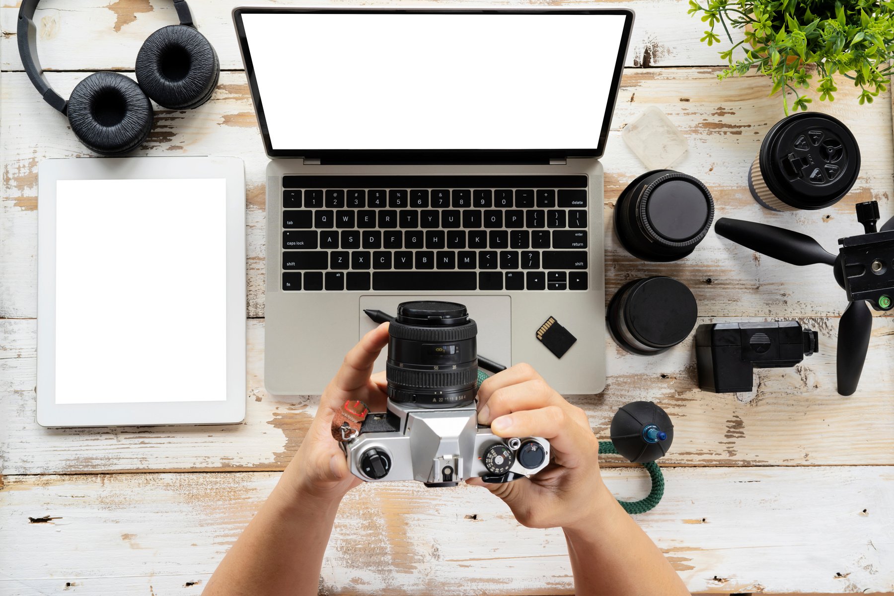 Camera photography design studio editing concept